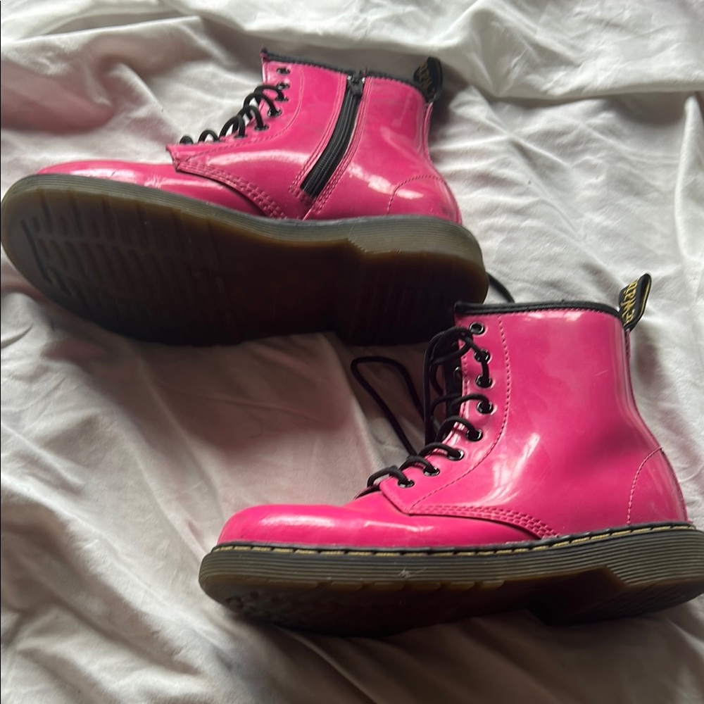 Inspired DR. Martens Shiny Pink Combat Boots
